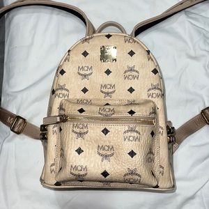 MCM Mini Stark Side Stud Coated Canvas Backpack